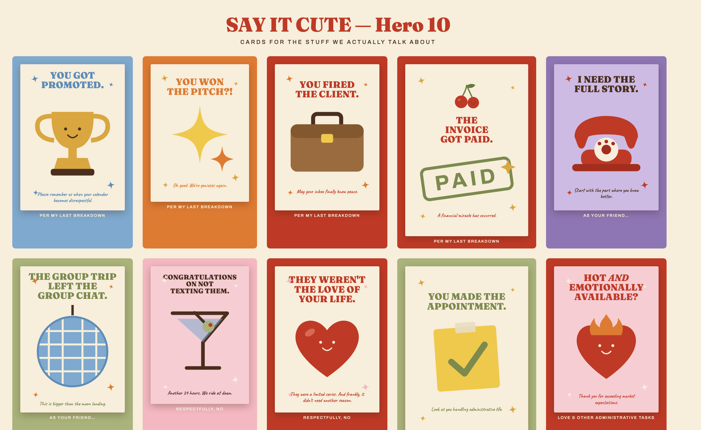 Say It Cute Hero 10 full launch bundle — all ten digital card kits