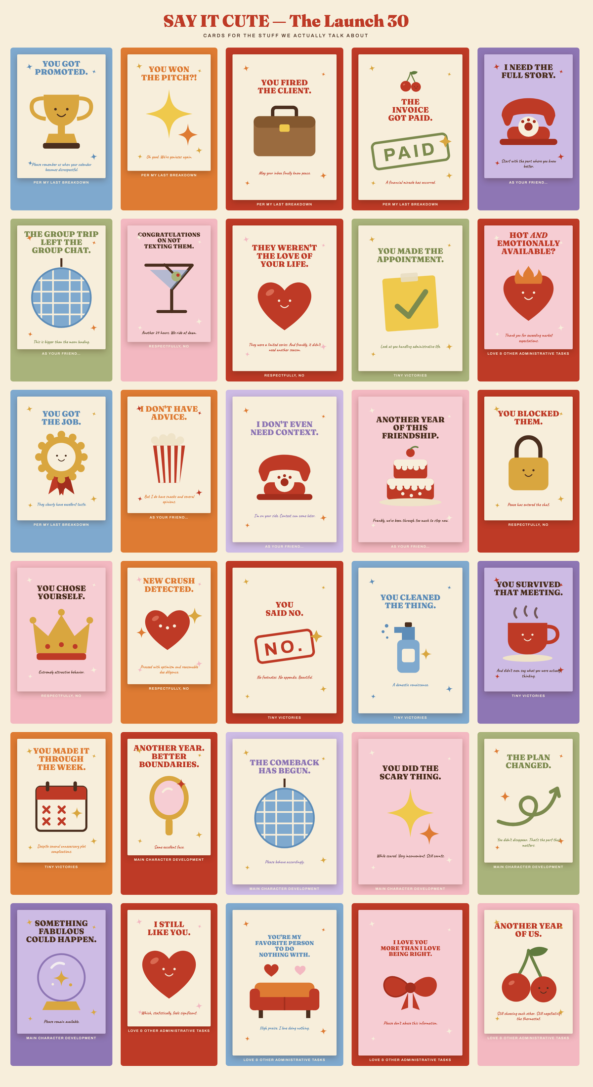 Say It Cute Full Launch Library — all 30 digital greeting card kits